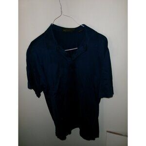 Bugatchi Navy Blue Short Sleeve Polo Shirt Mens L